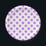 Lilac and white polka dots paper plate<br><div class="desc">Lilac and white polka dots</div>