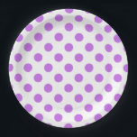 Lilac and white polka dots paper plate<br><div class="desc">Lilac and white polka dots</div>