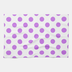 Lilac and white polka dots tea towel