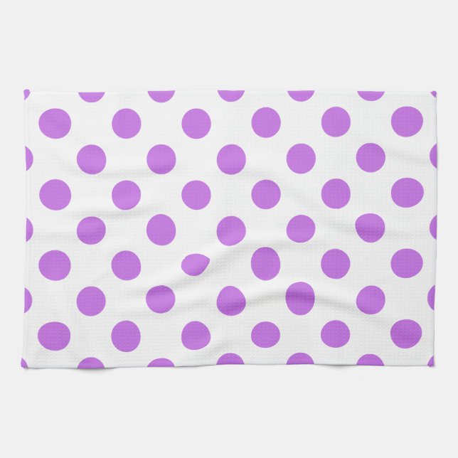 Lilac and white polka dots tea towel (Horizontal)