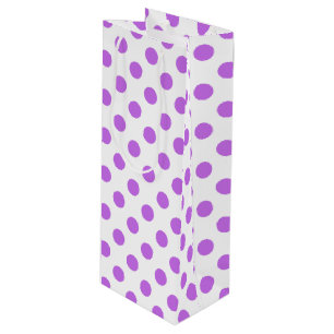Lilac and white polka dots wine gift bag