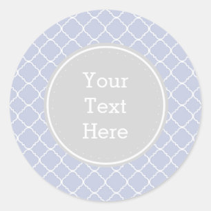Lilac and White Quatrefoil Classic Round Sticker