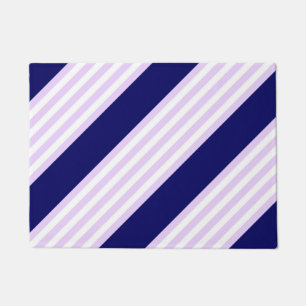 Lilac and white stripes pattern with navy blue doormat