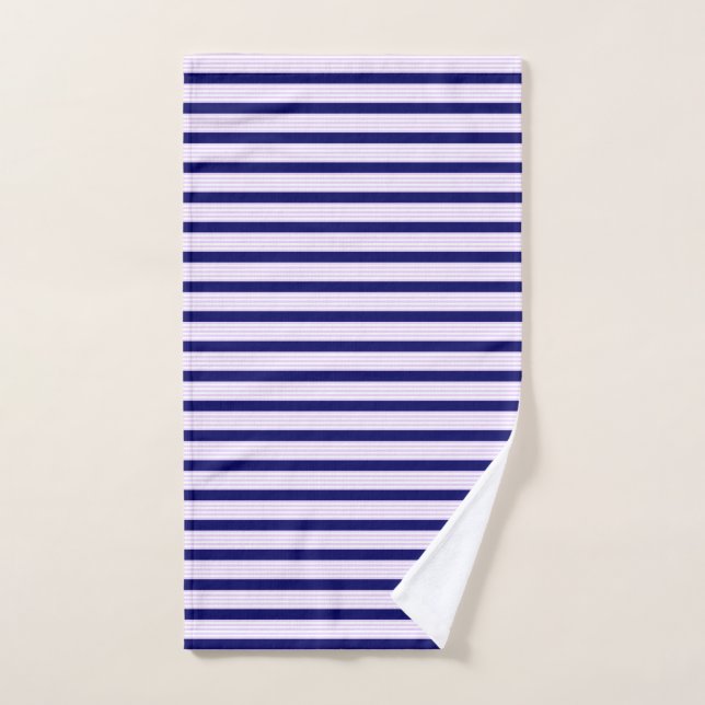 Lilac and white stripes pattern with navy blue hand towel (Hand Towel)