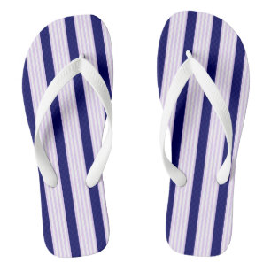 Lilac and white stripes pattern with navy blue jandals