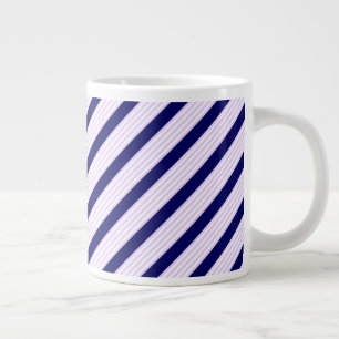 Lilac and white stripes pattern with navy blue large coffee mug