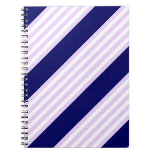 Lilac and white stripes pattern with navy blue notebook
