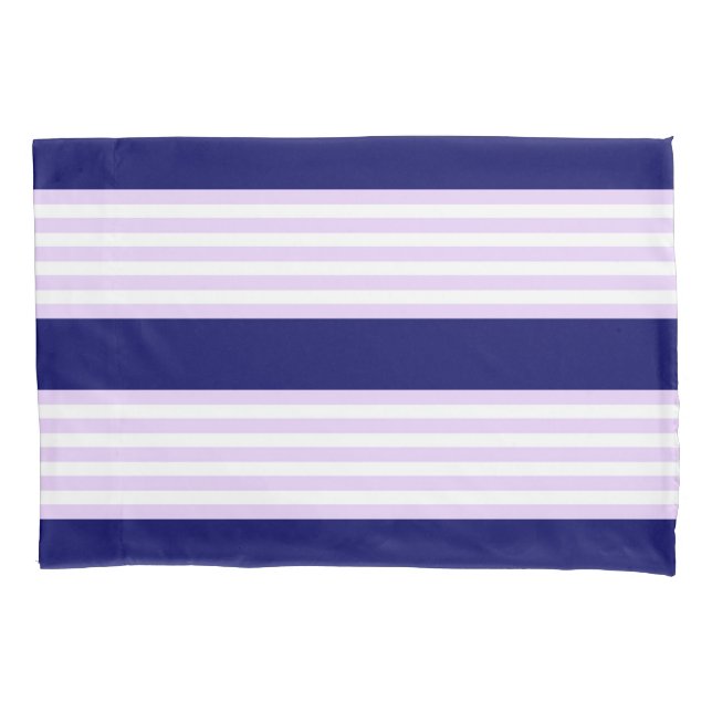 Lilac and white stripes pattern with navy blue pillowcase (Front)