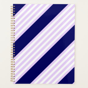 Lilac and white stripes pattern with navy blue planner