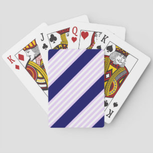 Lilac and white stripes pattern with navy blue playing cards