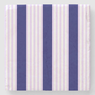 Lilac and white stripes pattern with navy blue stone coaster