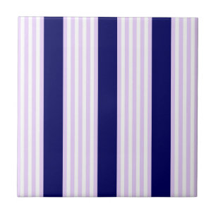 Lilac and white stripes pattern with navy blue tile