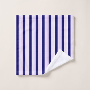 Lilac and white stripes pattern with navy blue wash cloth