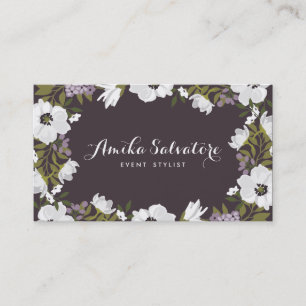 Lilac Anemone Blooms Personalised Floral Business Card