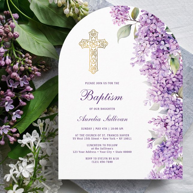 Lilac Arch Baptism Invitation (Creator Uploaded)