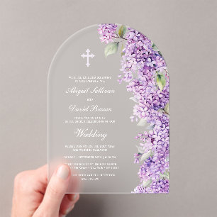 Lilac Arch Wedding Acrylic Invitations