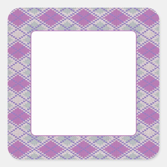 LILAC ARGYLE KNIT 1.5" Square Stickers (Front)