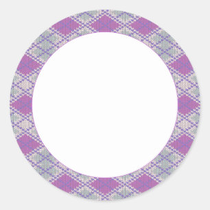 LILAC ARGYLE KNIT 3" Round Stickers