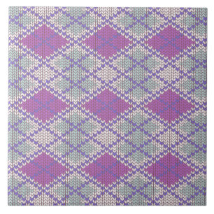 LILAC ARGYLE KNIT 6x6 Ceramic Tile