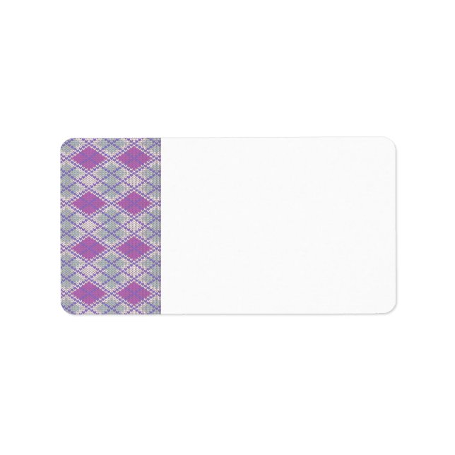 LILAC ARGYLE KNIT Address Labels  (Front)