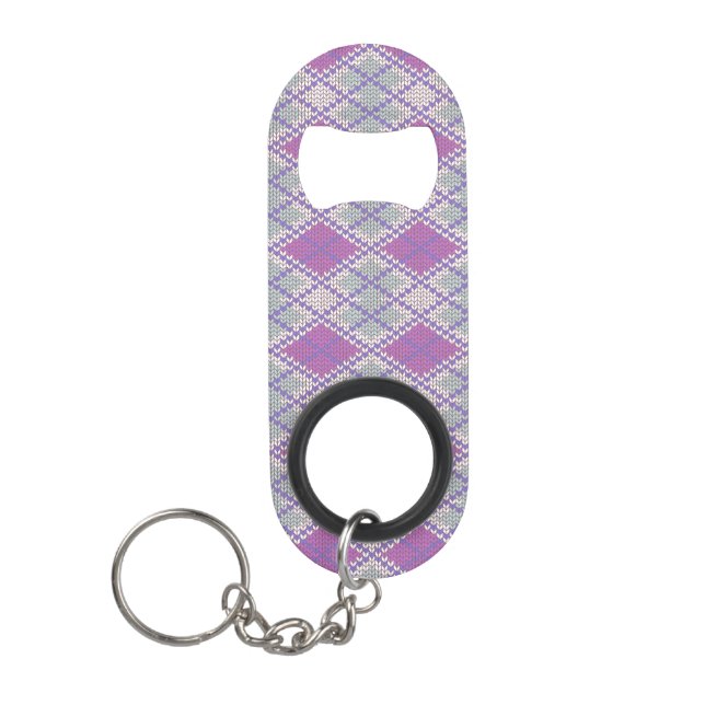 LILAC ARGYLE KNIT Bottle Opener + Keychain (Front)
