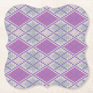 LILAC ARGYLE KNIT Bracket Paper Coasters