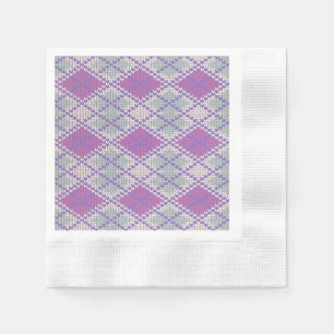 LILAC ARGYLE KNIT Coined Cocktail Paper Napkins