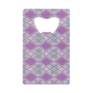 LILAC ARGYLE KNIT Credit Card Bottle Opener