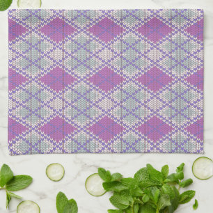 LILAC ARGYLE KNIT Kitchen Dish Towel