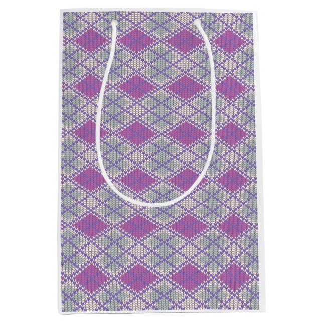 LILAC ARGYLE KNIT Medium Gift Bag (Front)