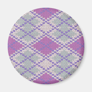 LILAC ARGYLE KNIT Round Magnet