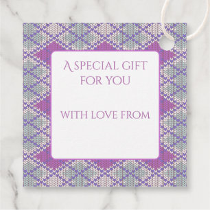 LILAC ARGYLE KNIT Square Gift Tags