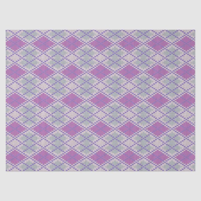 LILAC ARGYLE KNIT Tissue Paper (Front)