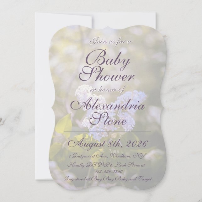 Lilac Baby Shower Invitation (Front)