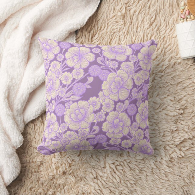 Lilac 💜 Baroque Floral Cushion (Blanket)