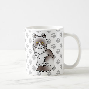 Lilac Bi-Colour Persian Cute Cartoon Cat Coffee Mug