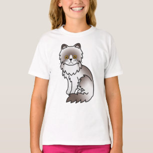 Lilac Bi-Colour Persian Cute Cartoon Cat T-Shirt