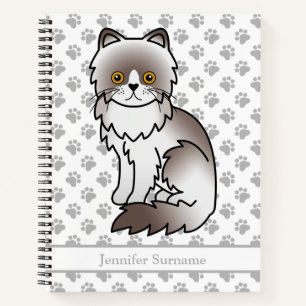 Lilac Bi-Colour Persian Cute Cat & Custom Text Notebook
