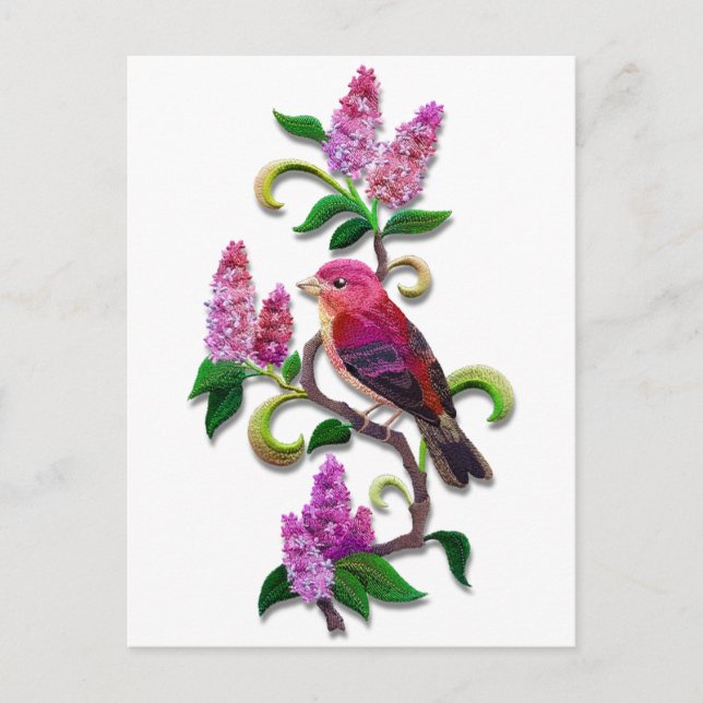 lilac bird postcard (Front)