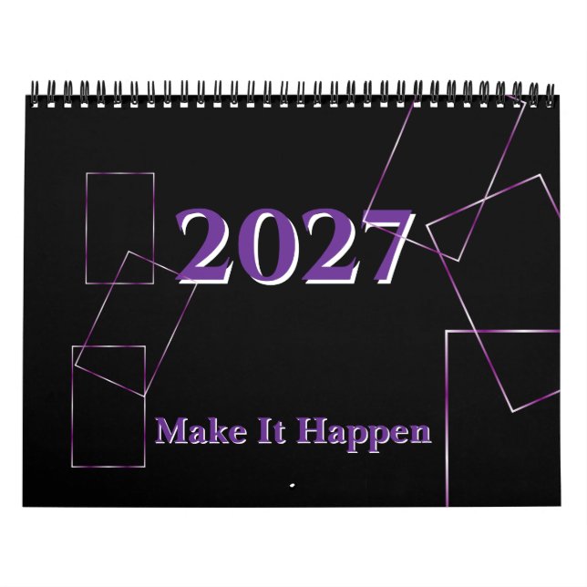 Lilac  Black  Geometric Frame Custom  Calendar (Cover)