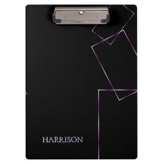 Lilac Black Geometric Frame Custom Note Clipboard