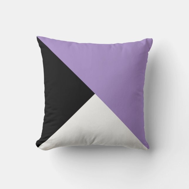 Lilac Black White Diagonal Colour Block Pillow (Front)