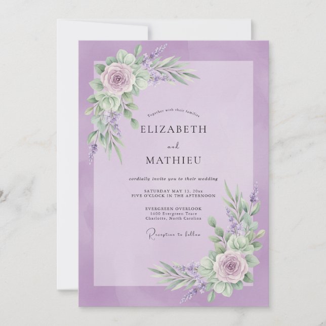Lilac Blissful Spring Wedding Invitation (Front)