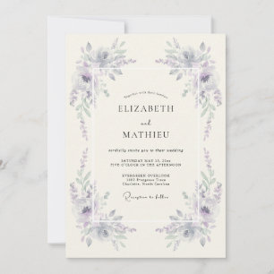 Lilac Bloom Brushstroke Wedding Invitation