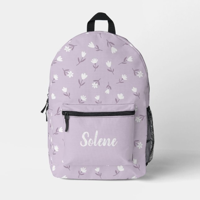 Lilac Bloom Printed Backpack (Front)