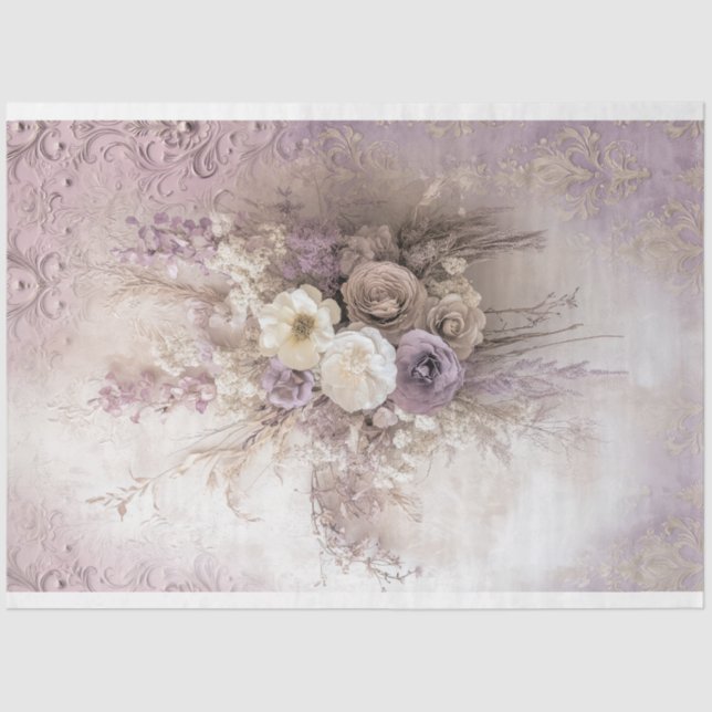 Lilac Blooms Rustic Romance Floral Bouquet Tissue Paper (Front)
