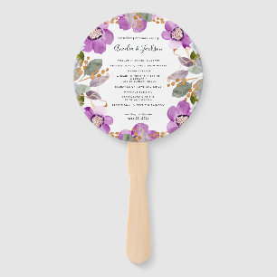 Lilac Blooms Wedding Program Hand Fan