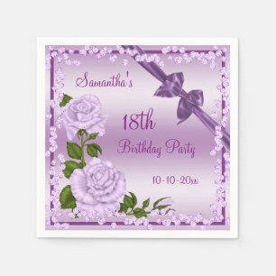 Lilac Blossom, Bows & Diamonds 18th Napkin