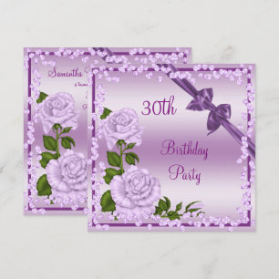 Lilac Blossom, Bows & Diamonds 30th Birthday Invitation