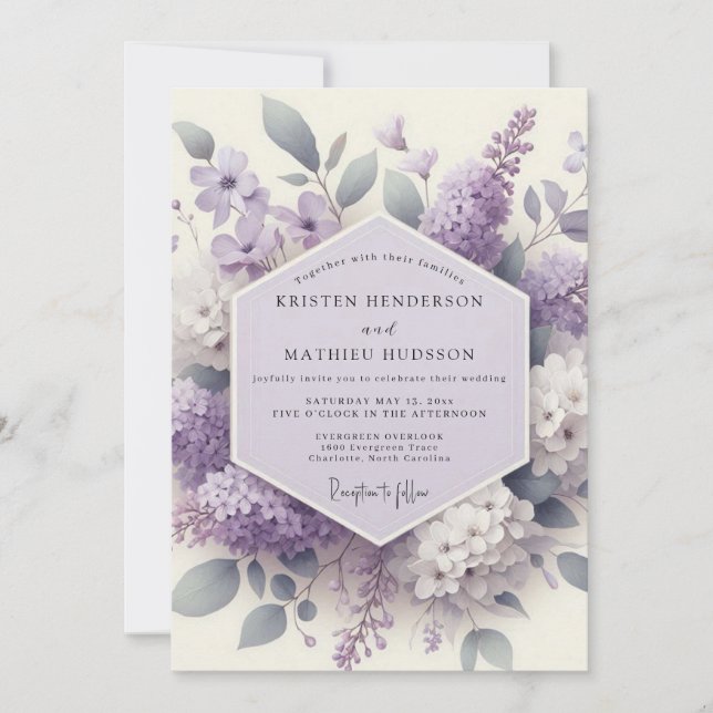 Lilac Blossom Ethereal Wedding Invitation (Front)